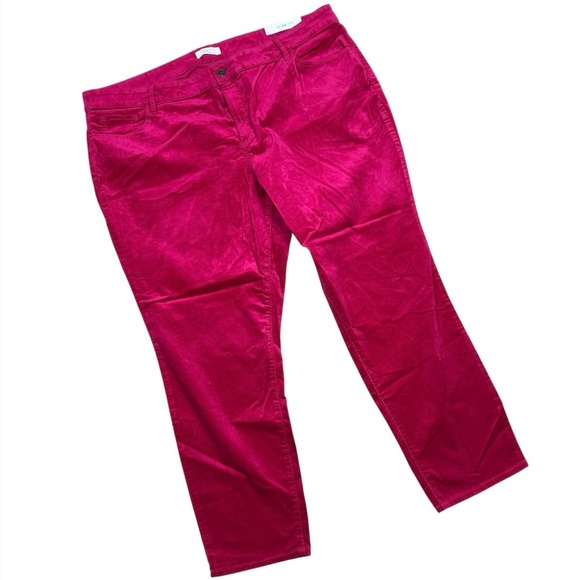 LOFT Plus Magenta Pink Midrise Velvet Skinny Pants Plus Size 24 NWT - Picture 5 of 16
